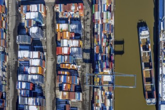 Aerial view, logport I, terminal, container port, DIT Duisburg Intermodal Terminal GmbH, D3T