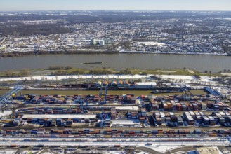 Aerial view, logport I, terminal, container port, DIT Duisburg Intermodal Terminal GmbH, D3T