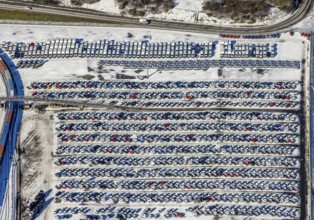 Aerial photo, E. H. Harms AutomobilTransporte and BLG AutoTerminal Duisburg, Osloer Straße,