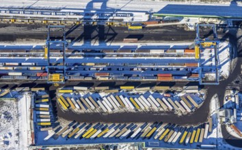Aerial view, Samskip Multimodal Rail Terminal, Duisburg terminal, Container Terminal,