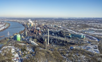 Aerial view, Hüttenwerke Krupp Mannesmann and Huckingen power station, Rheinaue Ehingen,