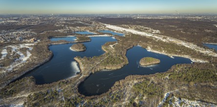 Aerial view, Sechs-Seen-Platte, Rahm, Duisburg, Ruhr area, North Rhine-Westphalia, Germany, DE,
