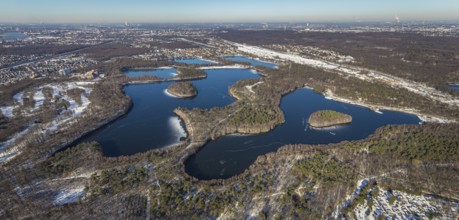 Aerial view, Sechs-Seen-Platte, Rahm, Duisburg, Ruhr area, North Rhine-Westphalia, Germany, DE,