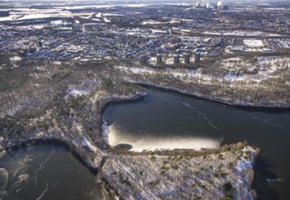 Aerial view, Sechs-Seen-Platte, Wedau, Duisburg, Ruhr area, North Rhine-Westphalia, Germany, DE,