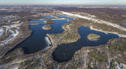 Aerial view, Sechs-Seen-Platte, Wedau, Duisburg, Ruhr area, North Rhine-Westphalia, Germany, DE,