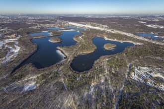 Aerial view, Sechs-Seen-Platte, Wedau, Duisburg, Ruhr area, North Rhine-Westphalia, Germany, DE,