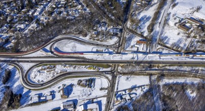 Aerial view, construction site, junction Düsseldorfer Landstraße, federal highway 288, Krefelder