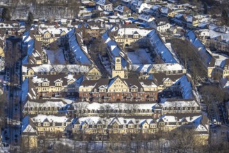 Aerial view, monument colliery housing estate Am Himgesberg, Hüttenheim, Duisburg, Ruhr area, North