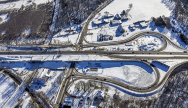 Aerial view, construction site junction Düsseldorfer Landstraße, federal highway 288, Krefelder