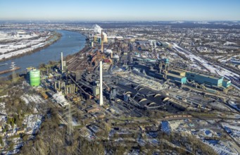 Aerial view, Hüttenwerke Krupp Mannesmann and Huckingen power station, Rheinaue Ehingen,