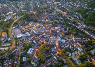 Aerial view, city centre and old town market with catholic church St. Lambertus, Castrop-Rauxel,