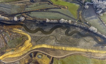 Aerial view, Suderwicher Bach meander and Emscher conversion in the Suderwich district of