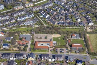 Aerial view, community primary school GGS Hühnerheide, housing estate Terhardthof, Hiesfeld,