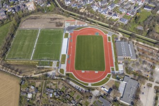 Aerial view, construction site new football pitches, sports facility, Spiel- und Sportverein 09 e.V