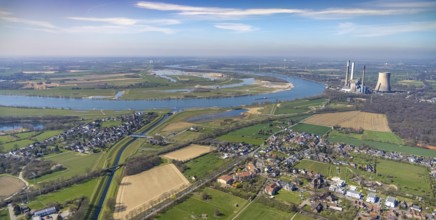 Aerial view, Rhine dyke construction site, Emscher estuary, Emscher estuary drop structure,