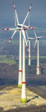 Aerial view, construction site, Halde Lohberg Norderweiterung, wind turbines, Oberlohberg,
