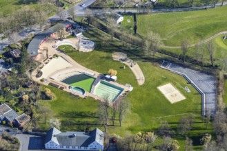 Aerial view, Naturfreibad Froschloch, Hombruch, Dortmund, Ruhr area, North Rhine-Westphalia,