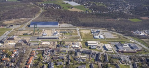 Aerial view, Bergpark Lohberg, former Lohberg colliery site, winding tower, water tower, Lohberg