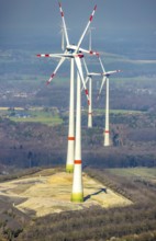 Aerial view, construction site, Halde Lohberg Norderweiterung, wind turbines, Oberlohberg,
