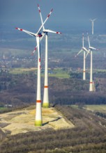 Aerial view, construction site, Halde Lohberg Norderweiterung, wind turbines, Oberlohberg,