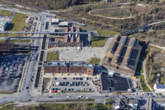 Aerial view, Technology Park Phönix-West, Phönixplatz, Warsteiner Music Hall, Alte Fabrikhalle