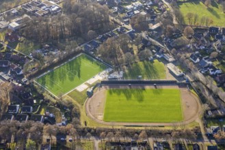 Aerial view of the sports field of SC Blau-Weiß Wulfen in Dorsten in the Ruhr area in North
