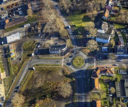 Aerial view of the new roundabout at Halterner Straße / Freiligrathstraße and construction site of