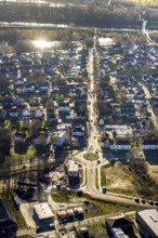 Aerial view of the new roundabout at Halterner Straße / Freiligrathstraße and construction site of