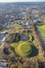 Aerial view of the landscaping work in the CreativQuartier Fürst Leopold on the former site of the