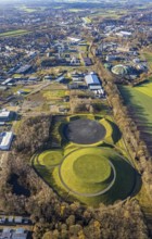 Aerial view of the landscaping work in the CreativQuartier Fürst Leopold on the former site of the