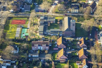 Aerial view of St. Josef Church and St. Josef Kindergarten in Dorsten in the Ruhr area in North