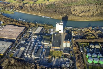 Aerial view Agravis silo tower concentrated feed plant in the industrial area east at the