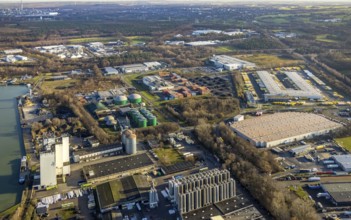 Aerial view of the Industrial Park East Dorsten-Marl with the Agravis silo tower concentrated feed
