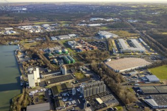 Aerial view of the Industrial Park East Dorsten-Marl with the Agravis silo tower concentrated feed