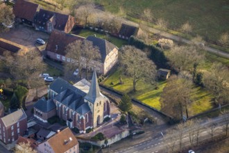 Aerial view of St Paul's Catholic Church in Dorfstraße in Dorsten in the Ruhr area in North