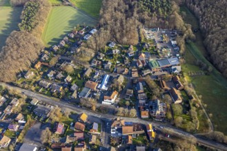 Aerial view of St Paul's Catholic Church in Dorfstraße in Dorsten in the Ruhr area in North