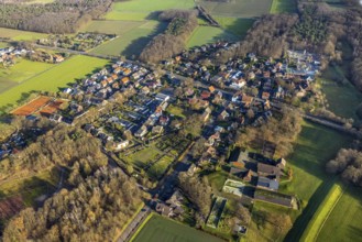 Aerial view of St Paul's Catholic Church in Dorfstraße and overview of the district of Hervest in
