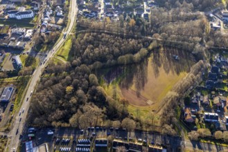 Aerial view of the sports field of the school centre Pliesterbecker Straße in Dorsten in the Ruhr