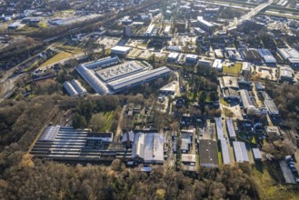 Aerial view commercial area in Marienstraße in Dorsten in the Ruhr area in North Rhine-Westphalia,