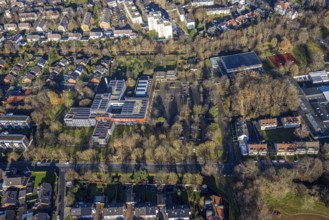 Aerial view of Neue Schule and Erich-Klausener Realschule in Juliusstraße in Dorsten in the Ruhr