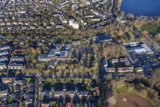 Aerial view of Neue Schule and Erich-Klausener Realschule in Juliusstraße in Dorsten in the Ruhr