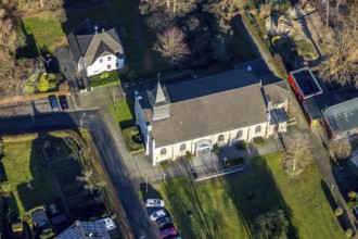 Aerial view of St Mary's Church in Dorsten in the Ruhr area in North Rhine-Westphalia, Germany,