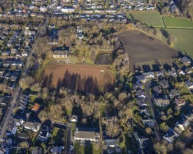 Aerial view sports ground at Bismarckstraße and former Gerhart-Hauptmann-Realschule in Dorsten in