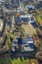 Aerial view of the sports field at the St. Ursula Realschule and Agathaschule in Dorsten in the