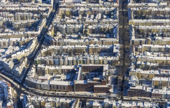 Aerial view, city centre, residential buildings Hohe Straße, Landgrafenstraße, Westfalenhalle,