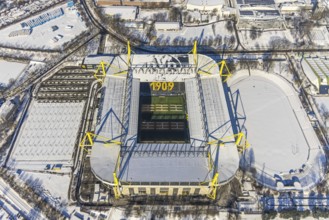 Aerial view, BVB stadium Signal Iduna Park, Westfalenhalle, Dortmund, Ruhr area, North