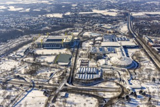 Aerial view, BVB stadium Signal Iduna Park, Westfalenhalle, Dortmund, Ruhr area, North