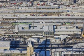 Aerial view, main station, city, Dortmund, Ruhr area, North Rhine-Westphalia, Germany, railway