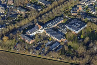 Aerial view of the retirement and nursing home St. Anna with solar panels in the Kirchhellener