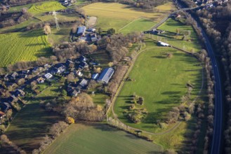Aerial view in the district Östrich in Dorsten in the Ruhr area in North Rhine-Westphalia, Germany,